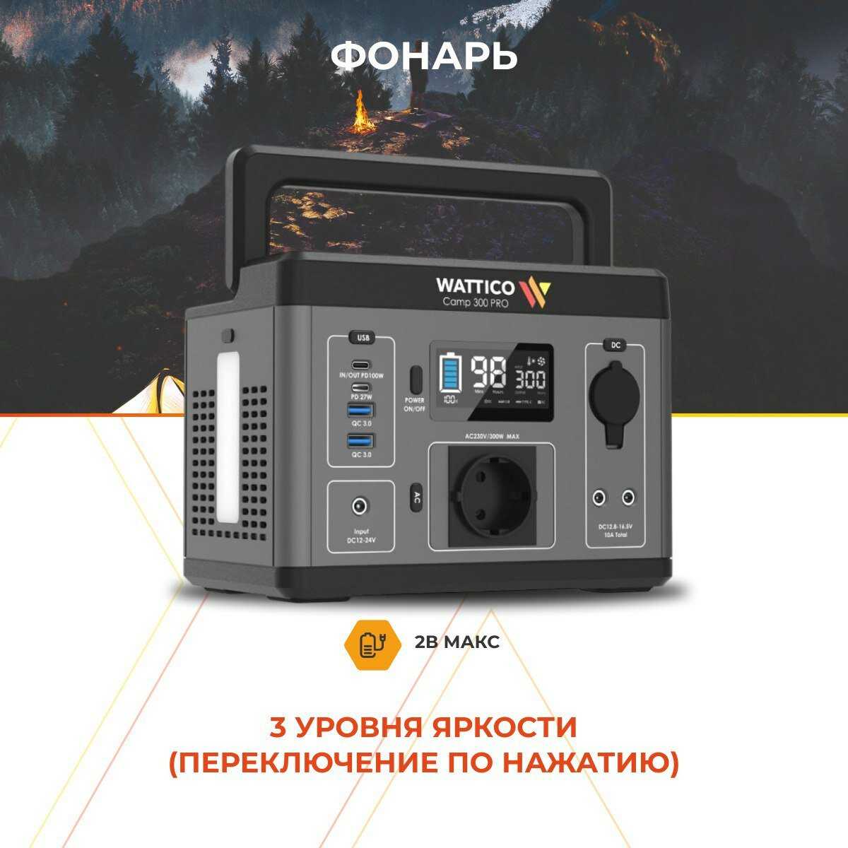 Портативная электростанция WATTICO Camp 300 Pro (78000 мАч) фотография 7