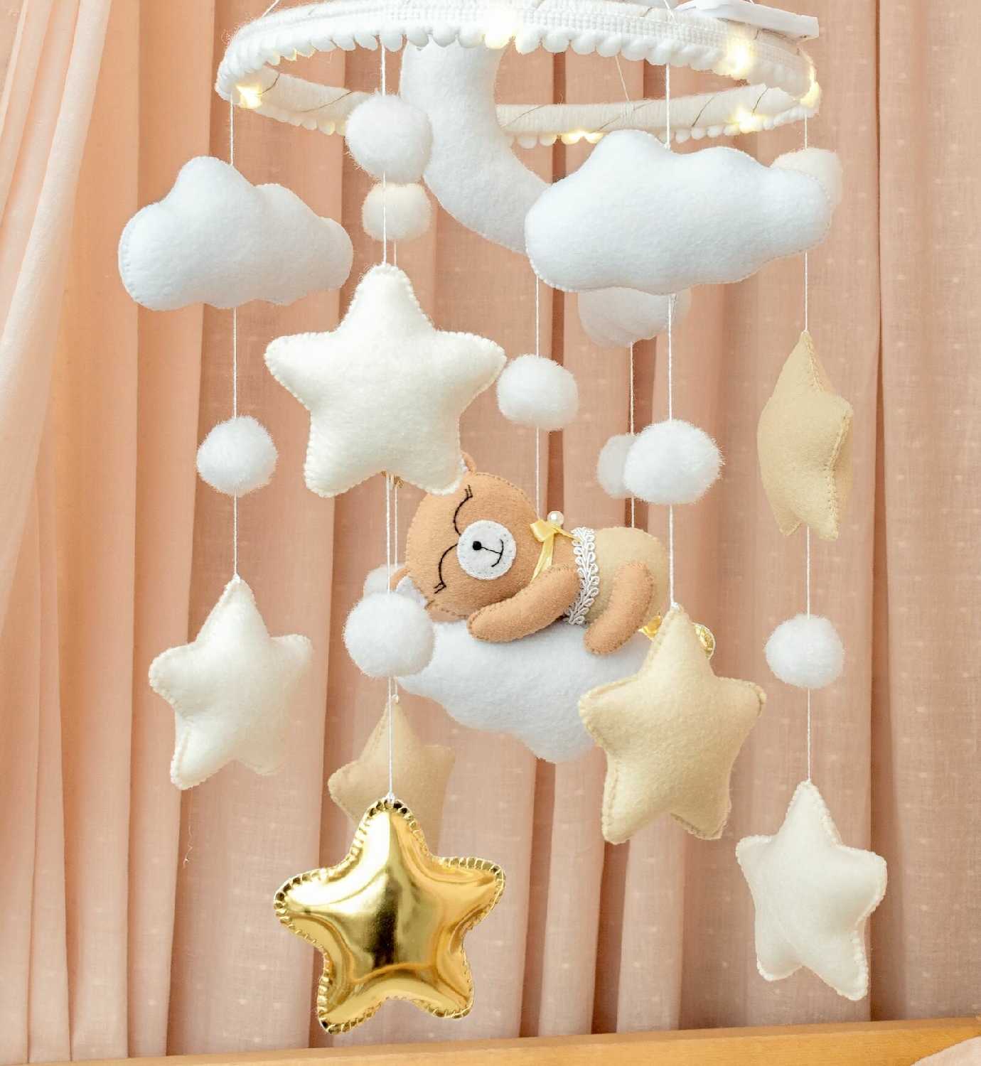 Мобиль в кроватку для новорожденных с подсветкой фотография 18