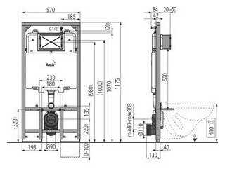 Рамная инсталляция Alcadrain AM1101/1200 фотография 11