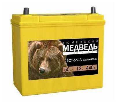 Аккумулятор Тюменский медведь 55 ASIA (65B24L) (тонкие клеммы) о/п