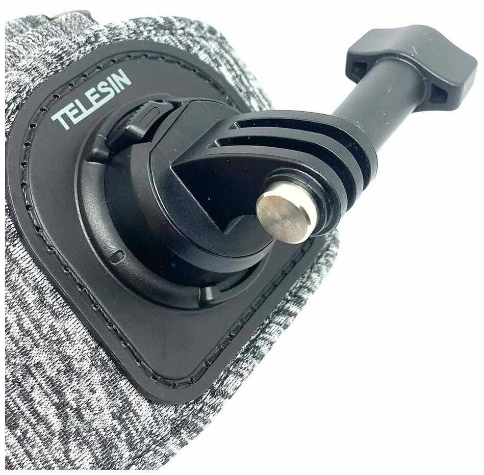 Двойное крепление на голову для GoPro, DJI, Osmo серого цвета TELESIN HEAD STRAP фотография 6