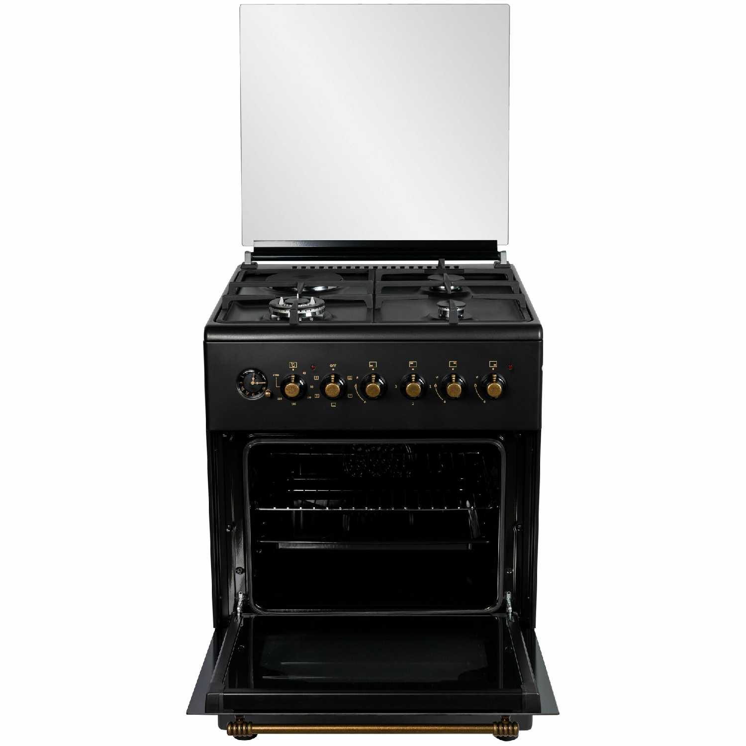Комбинированная плита AXELDORF FG 063, 3газ + 1эл, электродуховка, газ-контроль, чугунные решетки фотография 3
