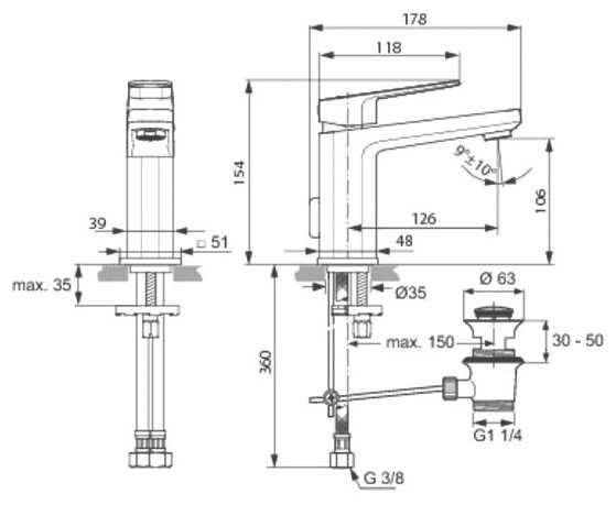 Смеситель для раковины (умывальника) Ideal STANDARD Tonic II A6326AA, рычажный фотография 1