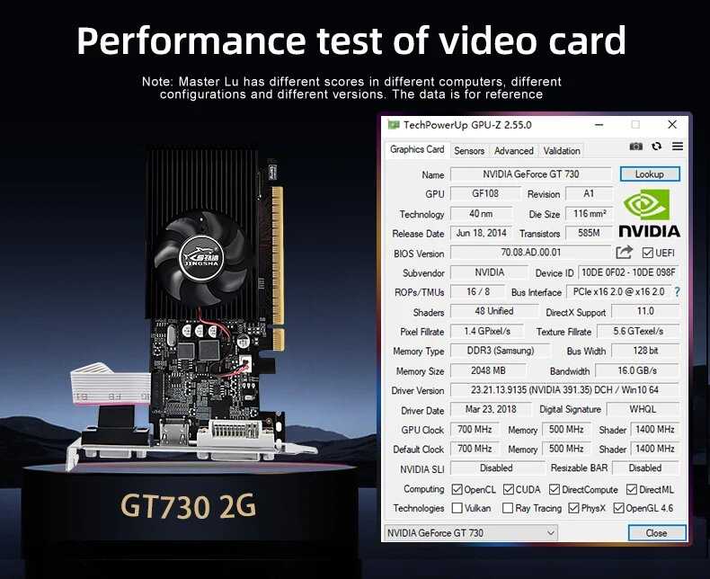 Видеокарта JINGSHA GeForce GT730 4 ГБ фотография 18