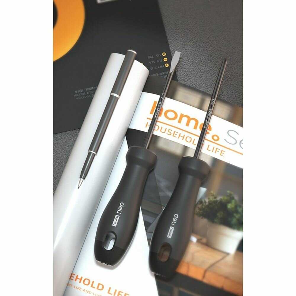 Набор отверток Deli HT1006 [PH0x75, PH1x100, PH2x150, SL3x75, SL5x100, SL6x150, Cr-V, Soft Touch рукоятка, эксклюзивный дизайн] фотография 6