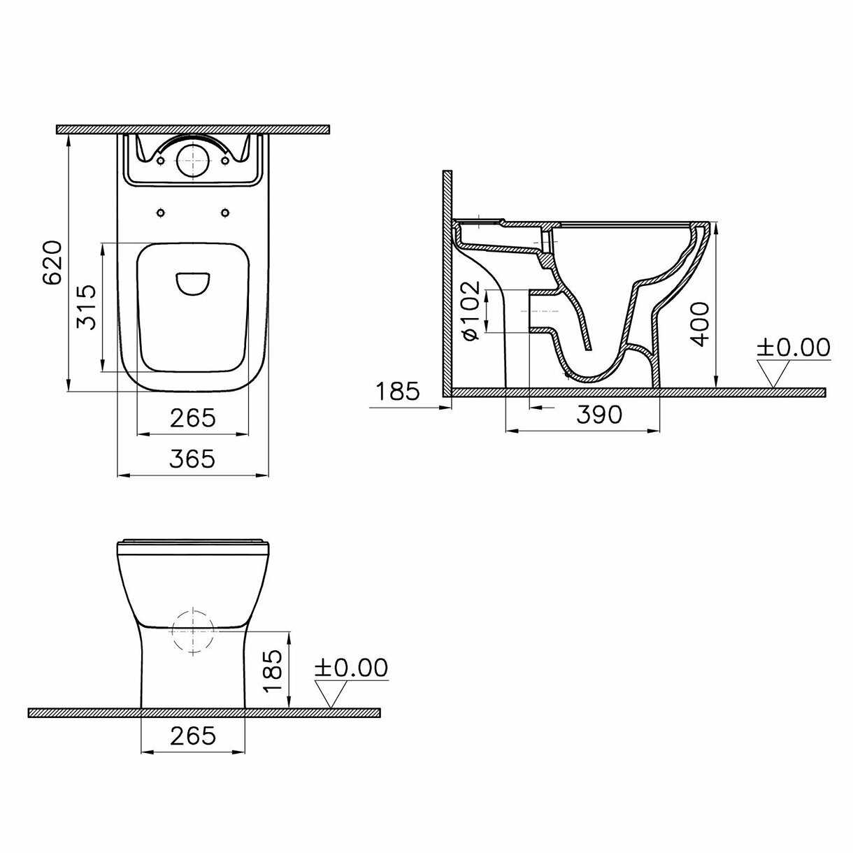 Комплект напольного безободкового унитаза VitrA Integra Square Open-Back (9833B003-7205) фотография 4