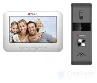Комплект видеодомофона HiWatch DS-D100K цвет панели: серый фотография 1