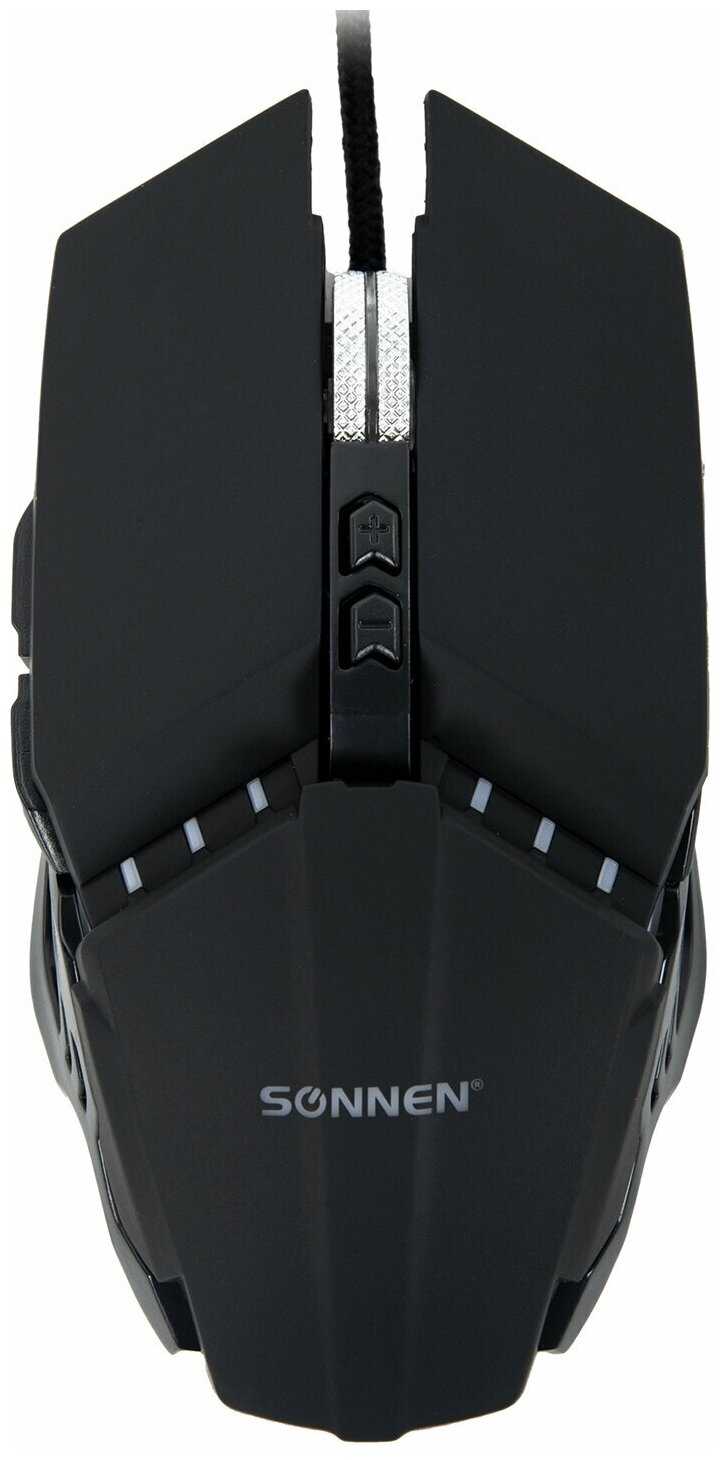 Мышь / мышка проводная компьютерная для компьютера и ноутбука игровая Sonnen Z5, металл/пластик,7 кнопок,800-3200 dpi, LED-подсветка, черная фотография 6