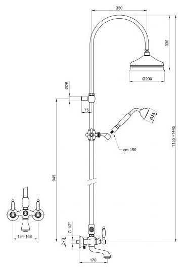 Душевая стойка Webert Dorian DO721208015, хром фотография 1