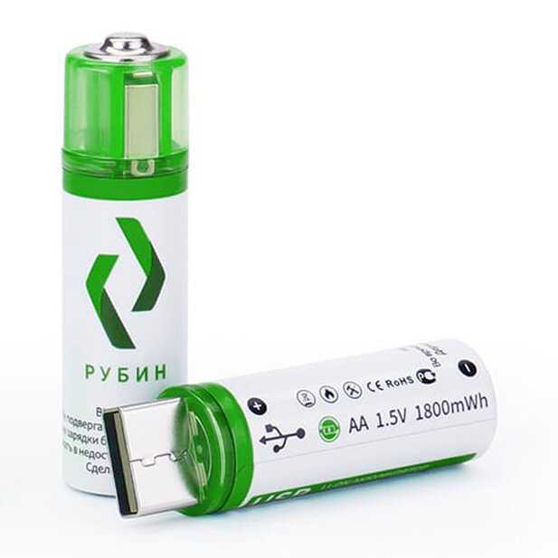 Комплект из двух блистеров Аккумулятор LI-ION рубин АА 1,5 В 1800mWh USB фотография 4