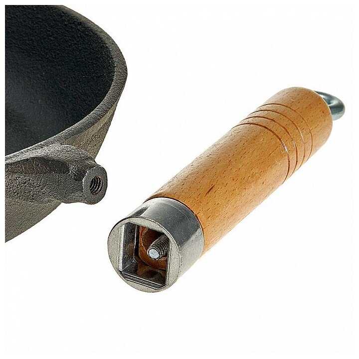WEBBER BE-4540/24 Сковорода чугун с дерев ручкой д=24 см фотография 3