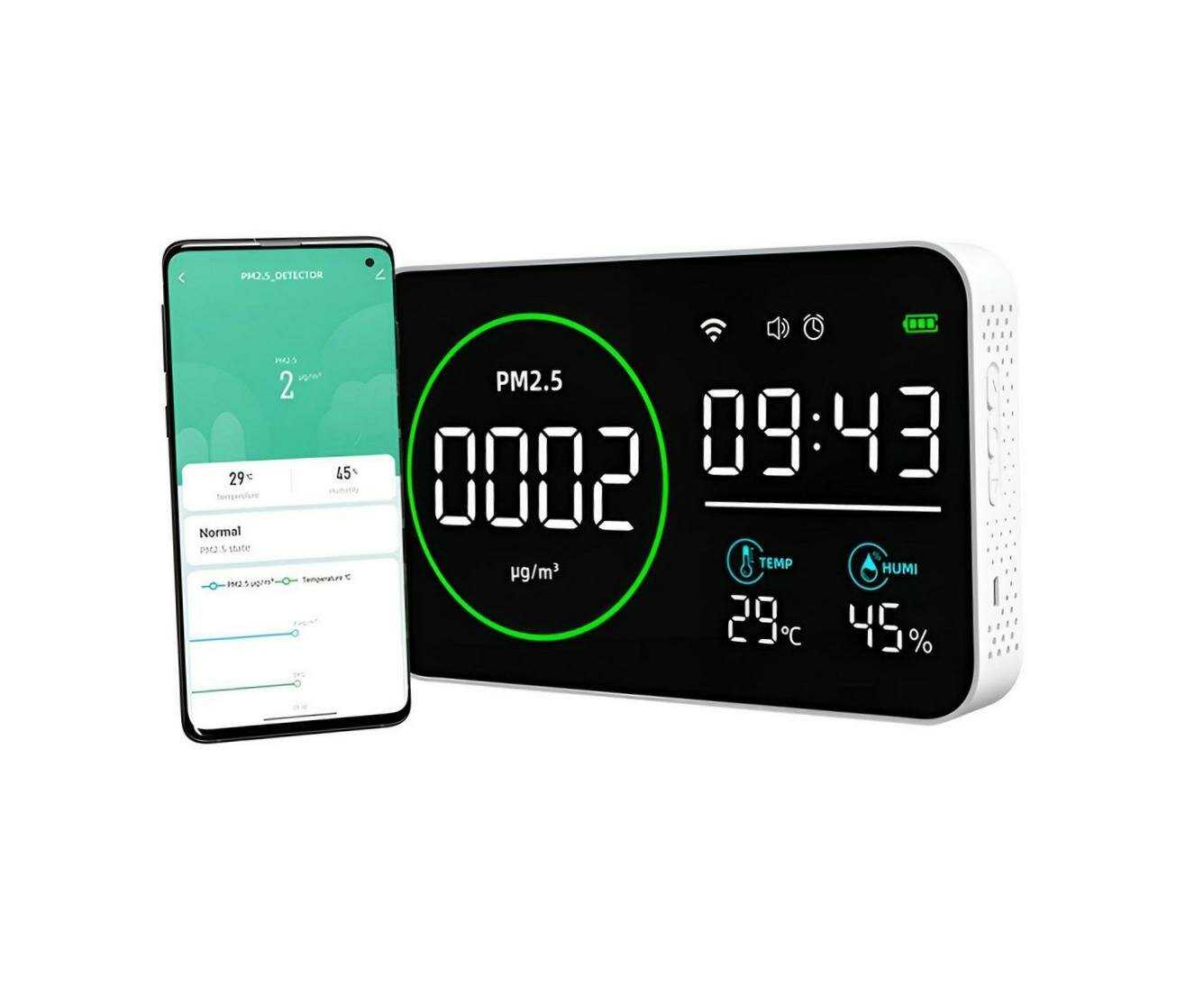 Многофункциональный датчик Tuya Wi-Fi монитор качества воздуха 4 в 1 (O43396MN) фотография 1
