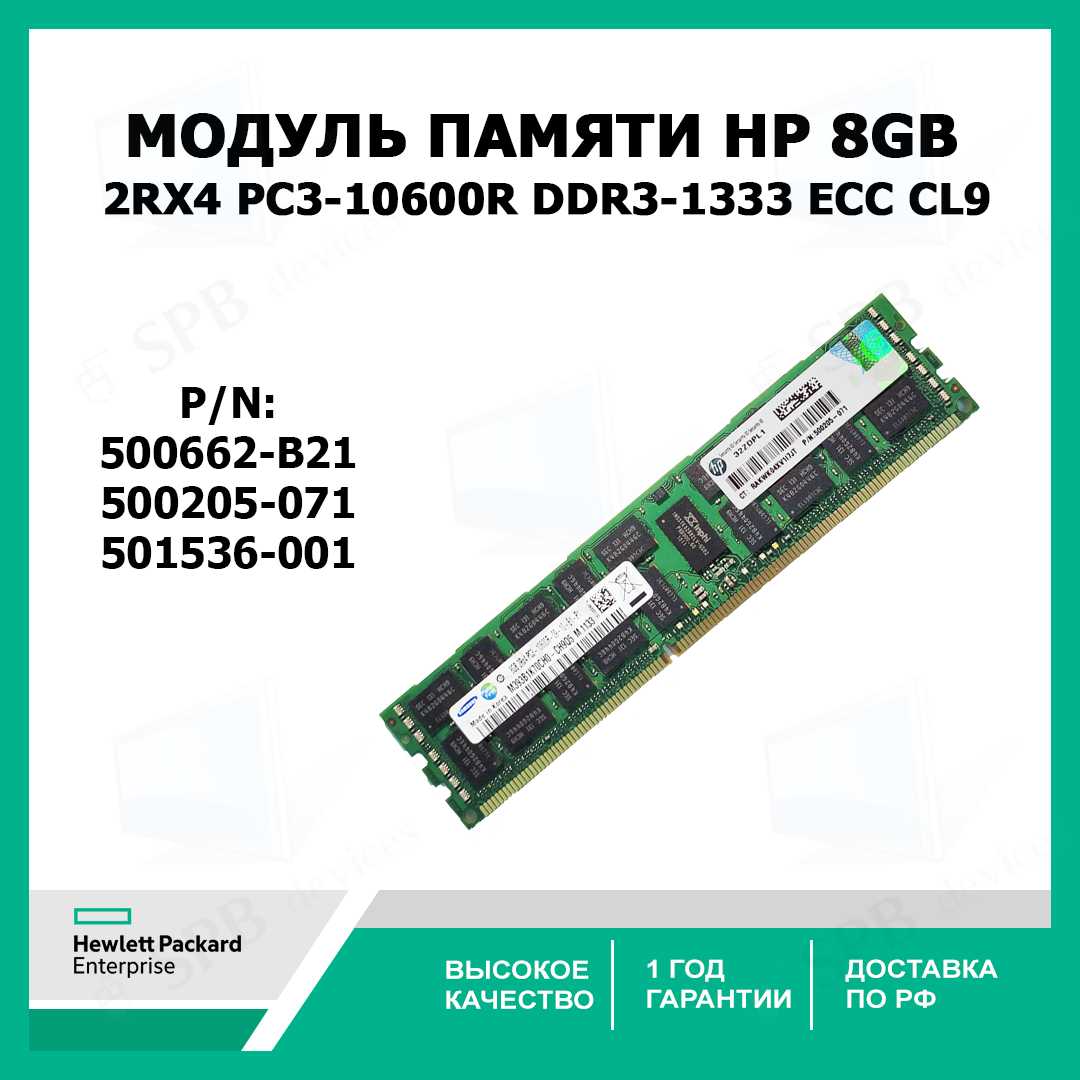 Оперативная память HP 8 ГБ DDR3 RDIMM (500662-B21) фотография 17