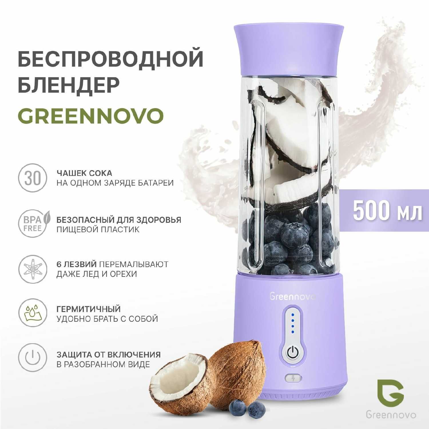 Блендер GREENNOVO Портативный беспроводной блендер фотография 7