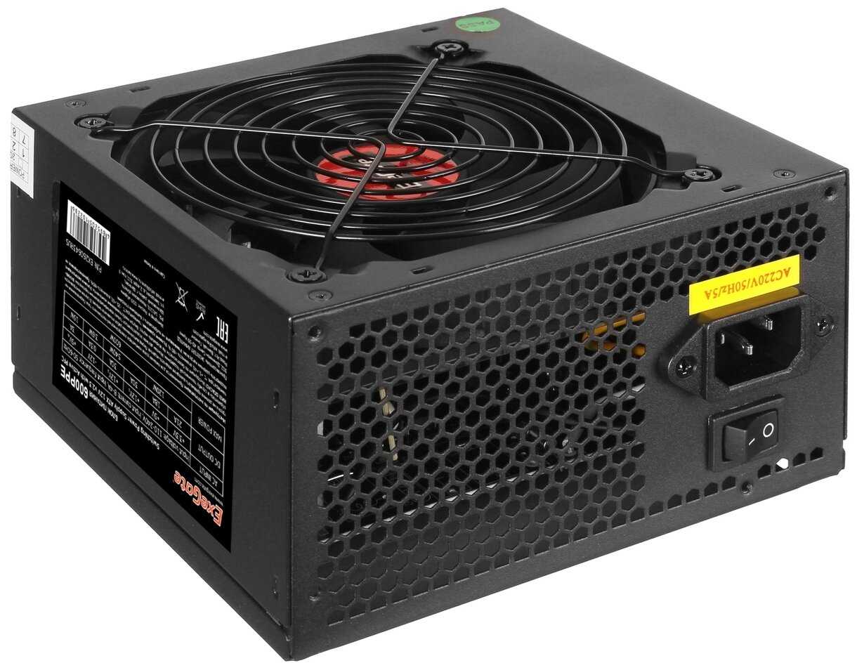 Блок питания ExeGate 600PPE 600W + кабель 220V с защитой от выдергивания фотография 1