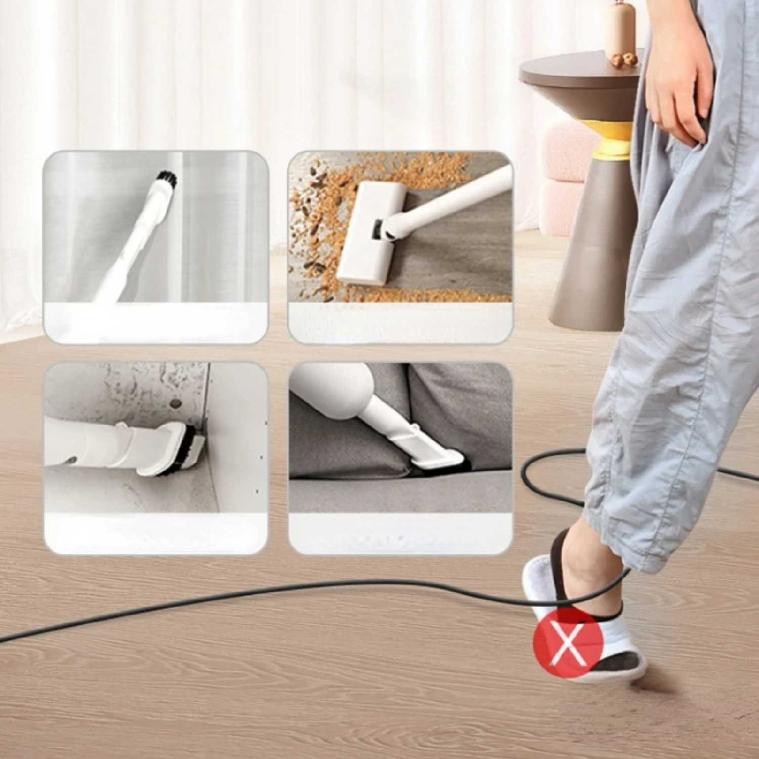 Беспроводной пылесос с влажной и сухой уборкой CleanMaster 67, для дома и дачи подарок маме и жене, белый фотография 4