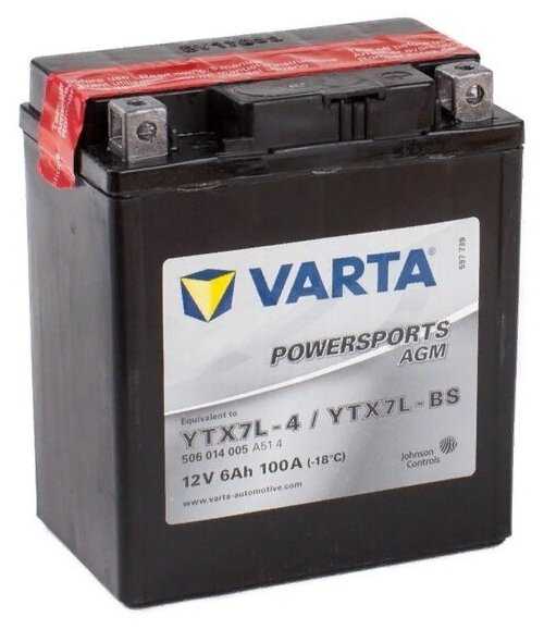 Мото аккумулятор VARTA Powersports AGM, 506 014 005 114x71x131 фотография 4