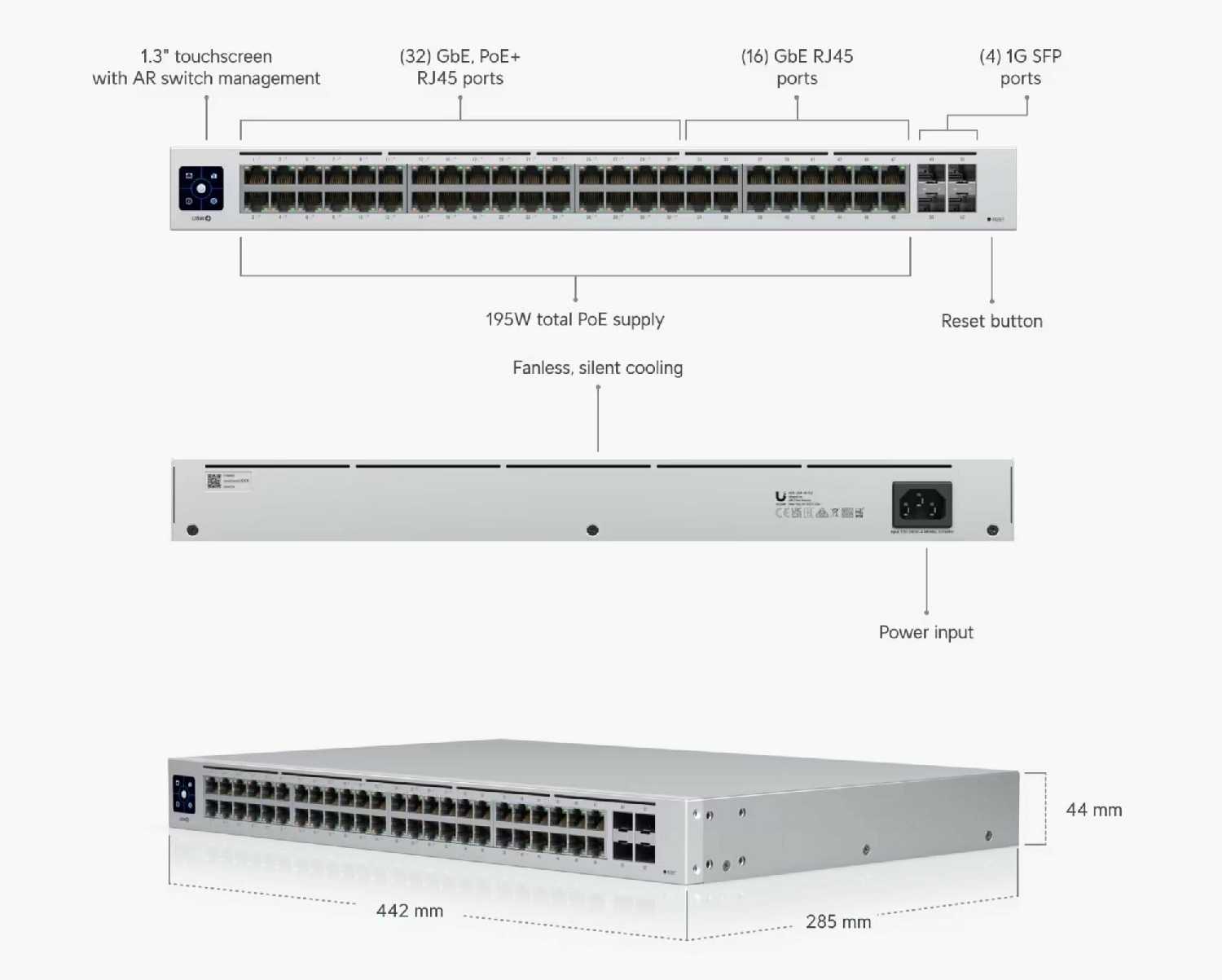 Коммутатор Ubiquiti UniFi Switch 48 PoE (USW-48-PoE) фотография 9