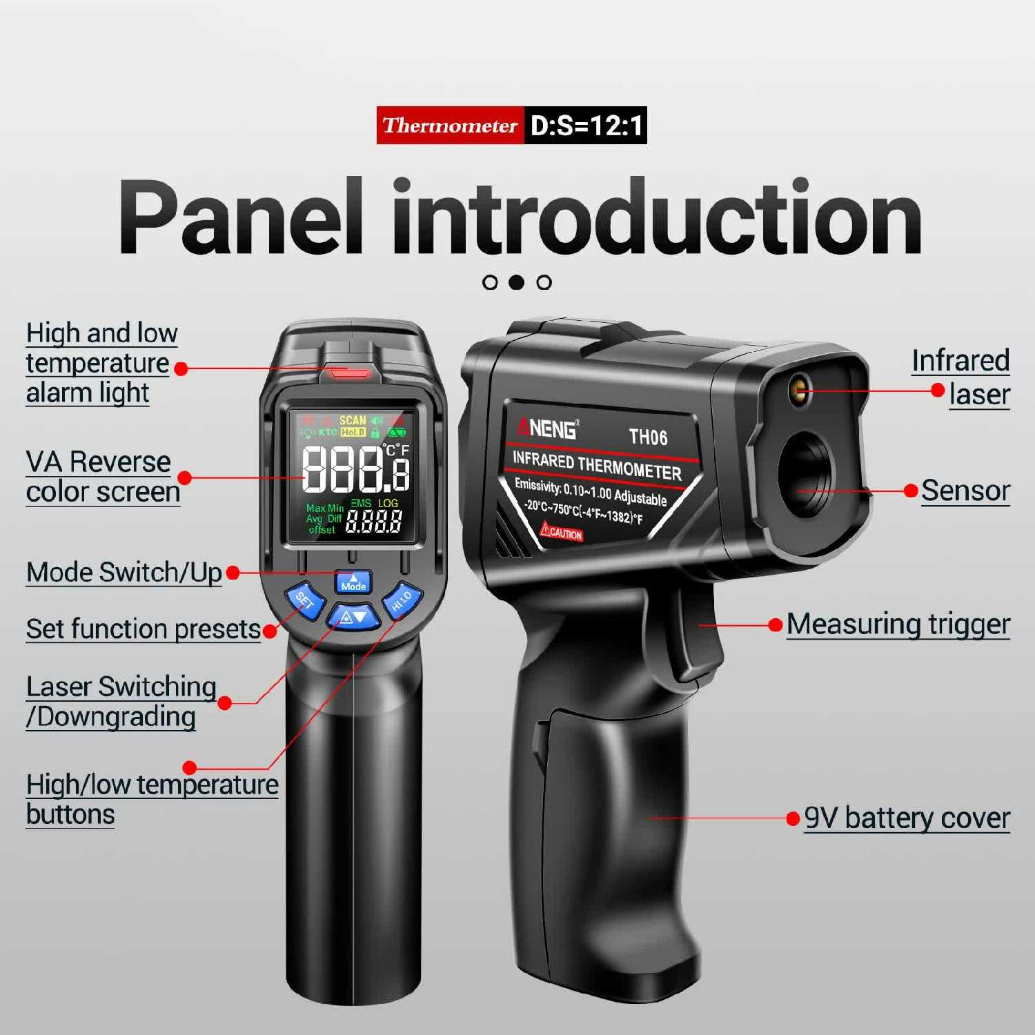 Инфракрасный пирометр Aneng TH06 фотография 8