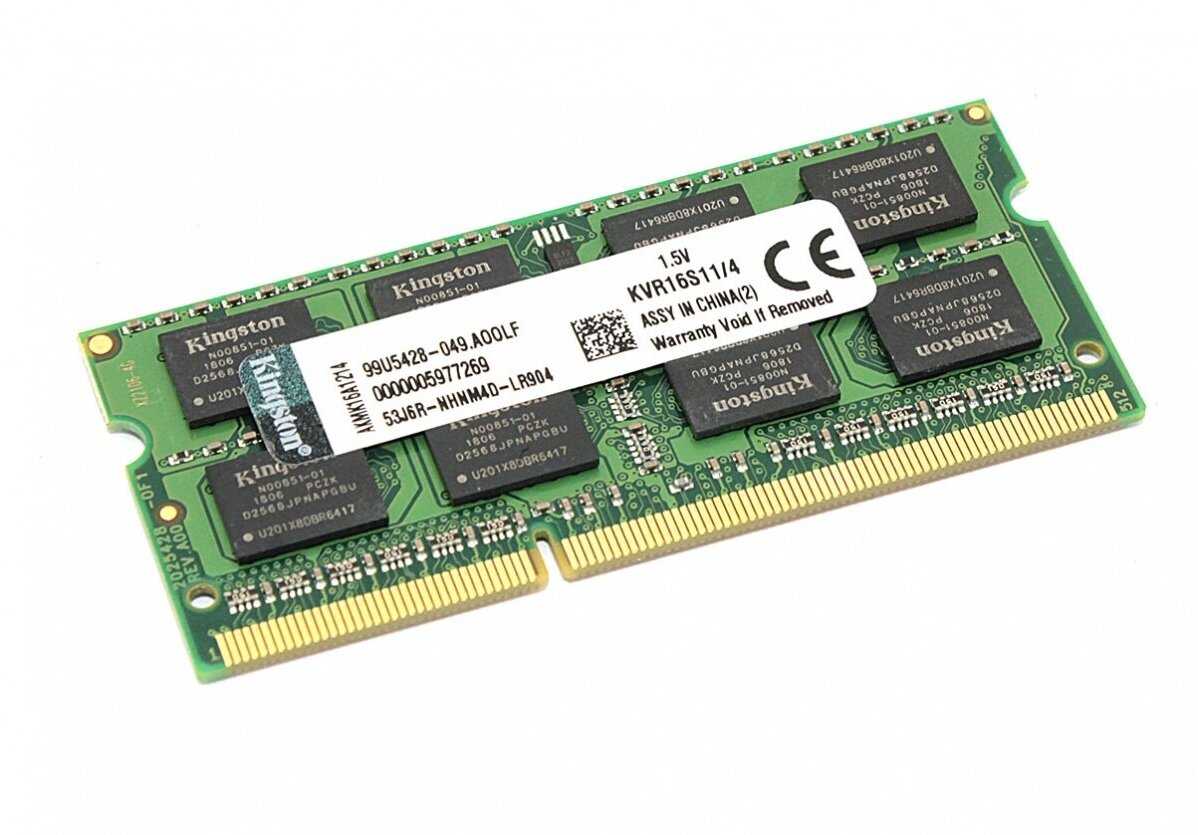Оперативная память Kingston 4 ГБ DDR3 SODIMM (KVR16S11/4) фотография 13