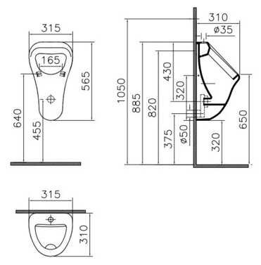 Писсуар подвесной VitrA Arkitekt 6202B003-0198 с горизонтальным выпуском фотография 1