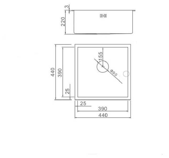 Комплект кухонная мойка из нержавеющей стали WISENT WS34444B (44*44 см) с коландером фотография 4