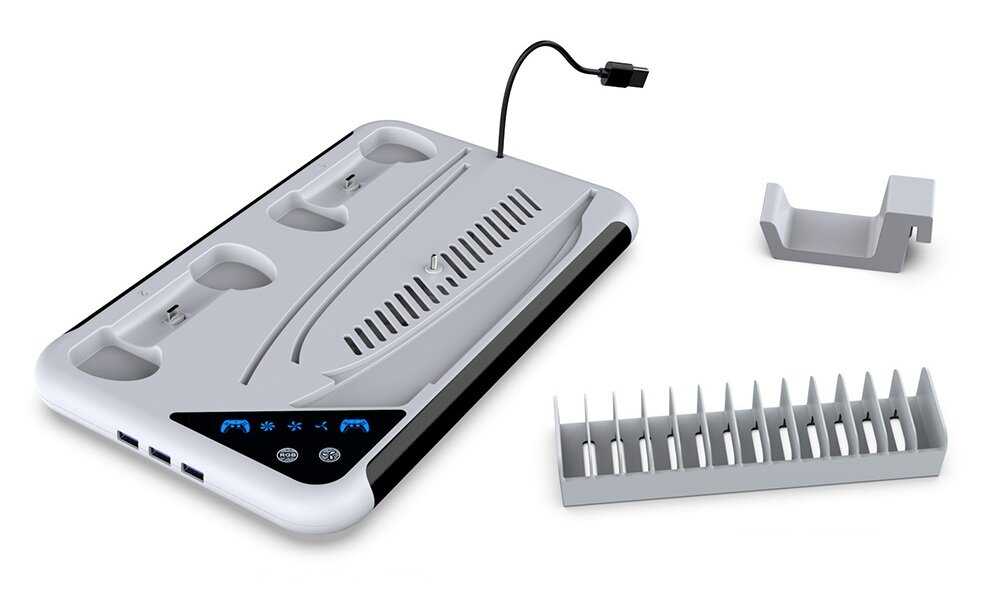 Стенд DOBE PS5 Stand [PS5/PS5 Slim, охлаждение, док-станция, RGB] фотография 1