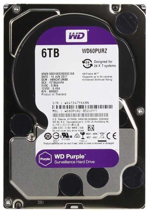 Жесткий диск Western Digital WD Purple 6 ТБ WD60PURZ