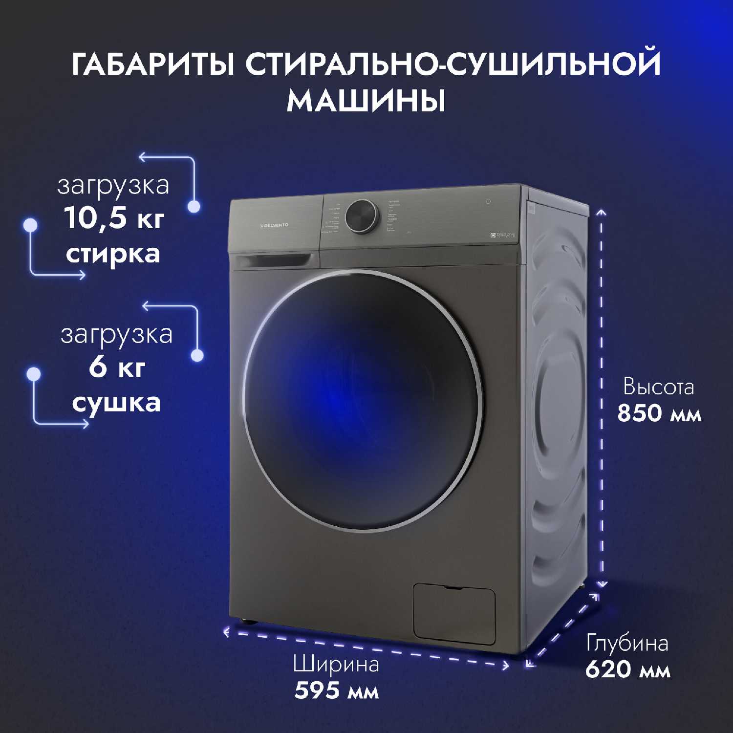 Стирально-сушильная машина DELVENTO VBS701 (10,5кг, 1200об/мин) фотография 8