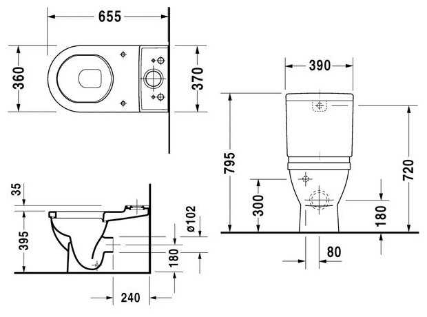 Чаша унитаза напольная DURAVIT Starck 3 012809 с горизонтальным выпуском фотография 1