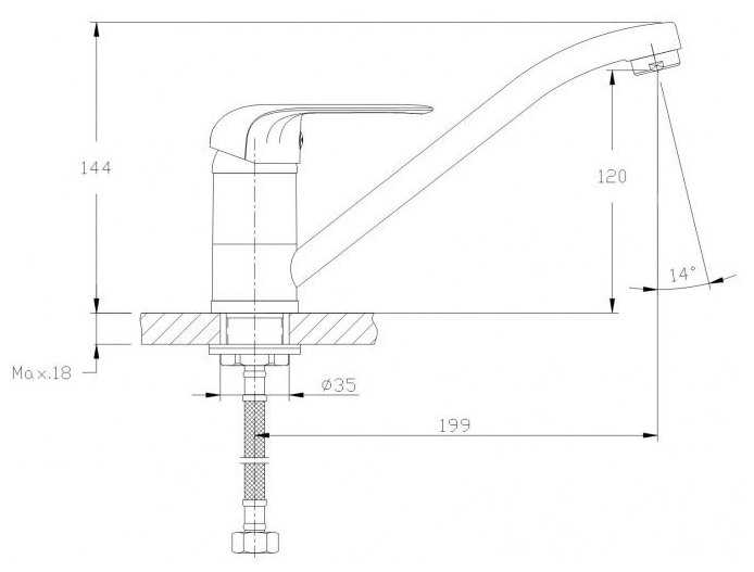 Смеситель для кухни (мойки) RUSH Fiji FI1835-27, рычажный фотография 1