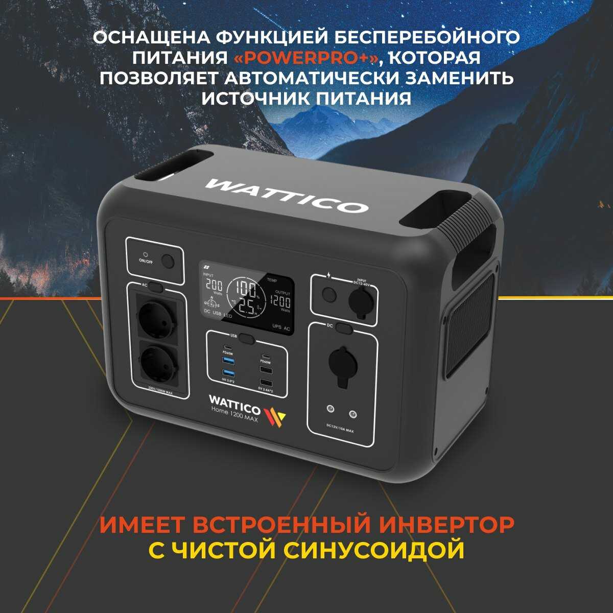 Портативная зарядная станция WATTICO Home 1200 MAX (1.2 кВт) фотография 5