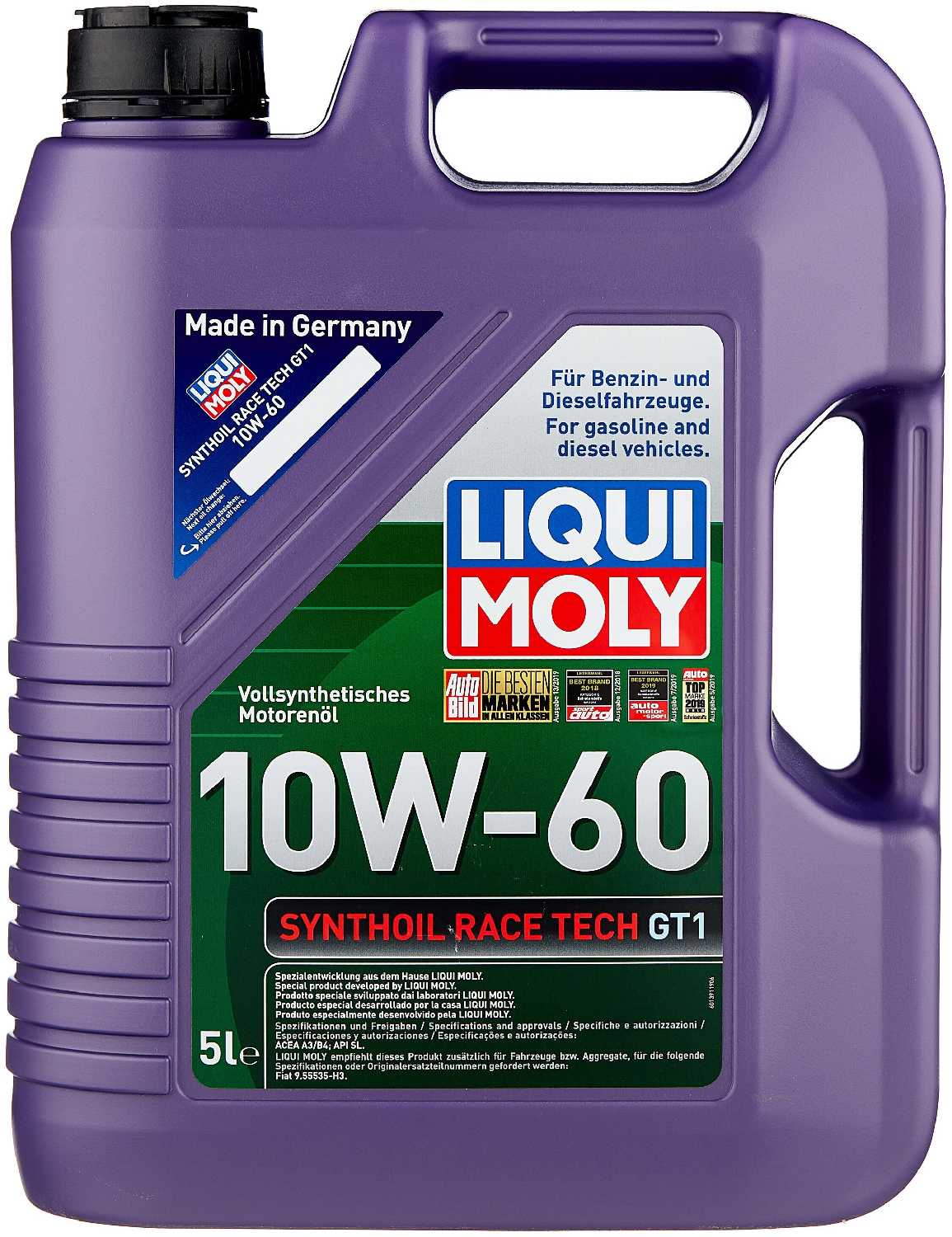 Полусинтетическое моторное масло LIQUI MOLY Synthoil Race Tech GT1 10W-60 фотография 3