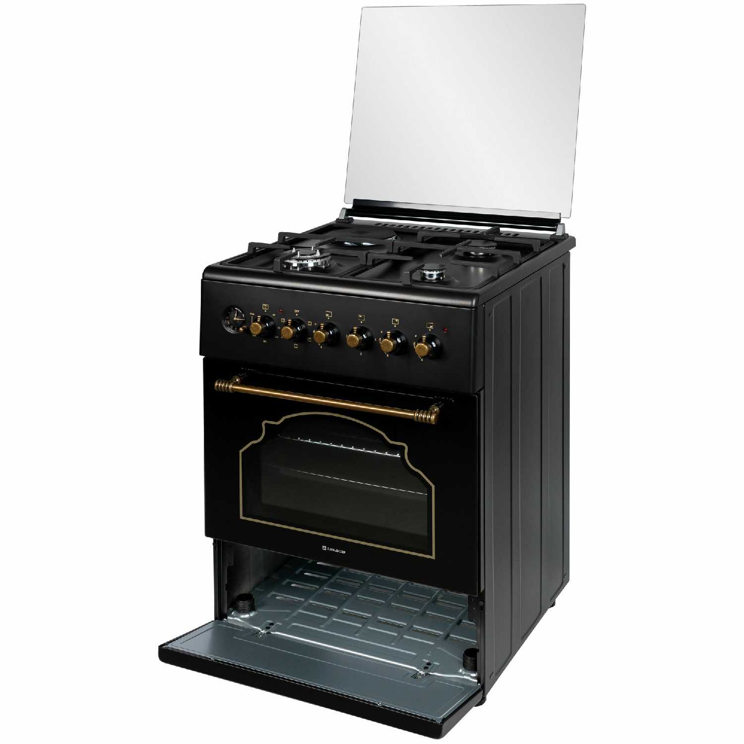 Комбинированная плита AXELDORF FG 063, 3газ + 1эл, электродуховка, газ-контроль, чугунные решетки фотография 2