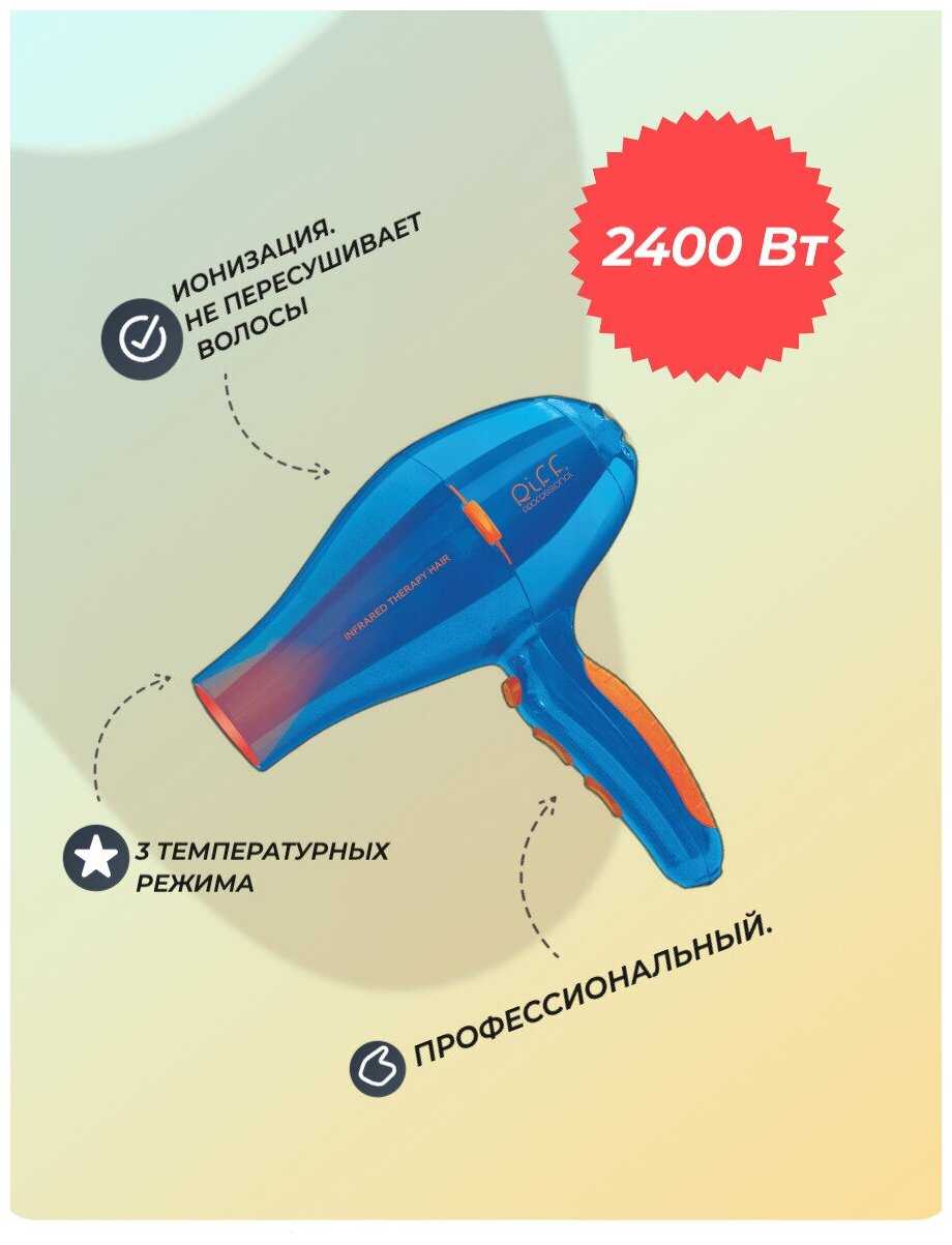 Профессиональный фен INFRARED THERAPY HAIR Ф947 RIFF 2400Вт фотография 3