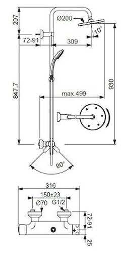 Душевая стойка Ideal STANDARD IdealRain Eco B1098AA, хром фотография 1