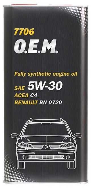 Синтетическое моторное масло Mannol 7706 O.E.M. for Renault Nissan 5W-30 фотография 3