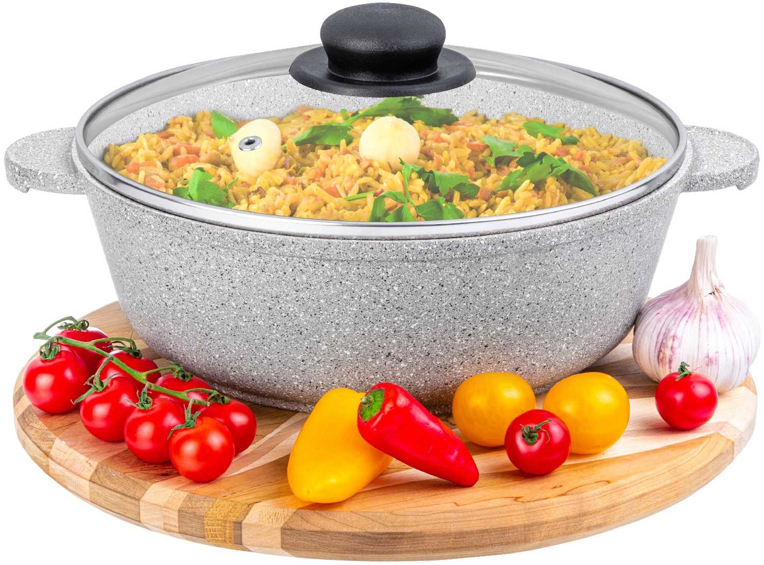 Жаровня-сотейник 3 л 24 см Elan Gallery гармония вкуса Серый агат с крышкой D24