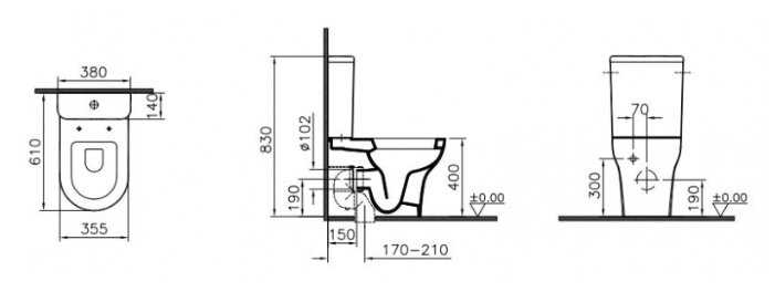 Унитаз с бачком напольный VitrA Zentrum 9012B003-7202 фотография 1