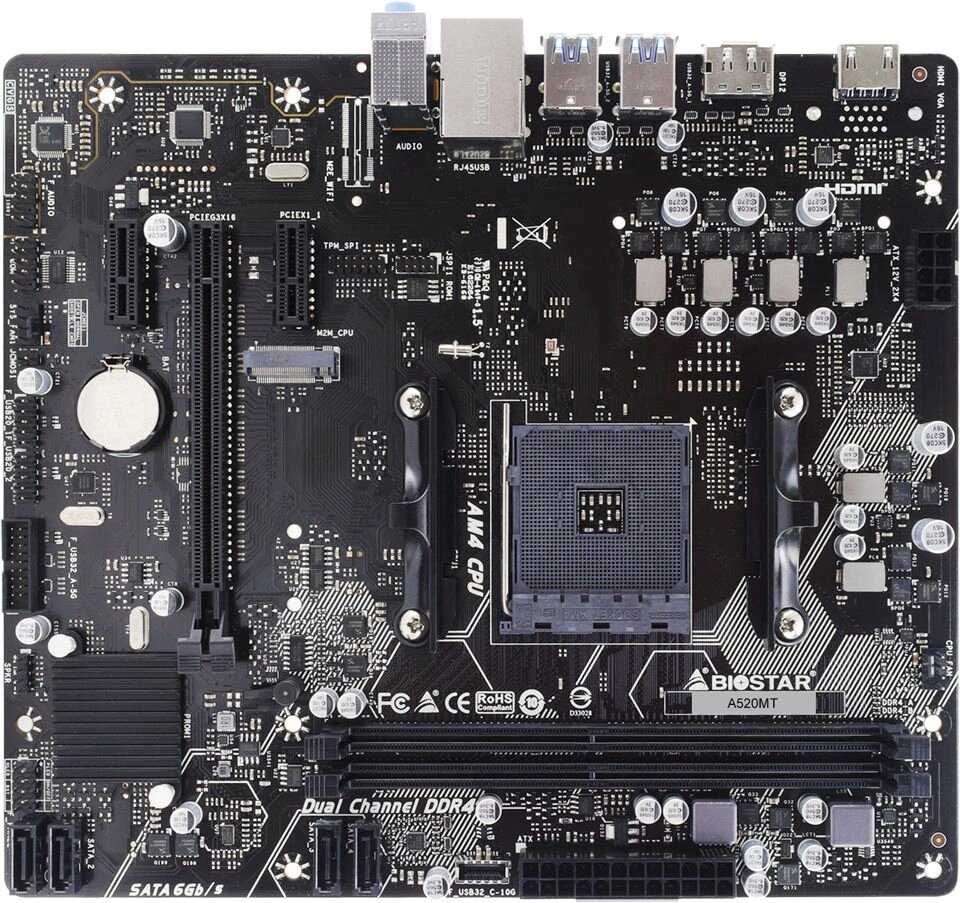 Материнская плата Biostar A520MT (SocketAM4, AMD A520, mATX)
