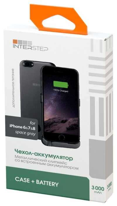 Чехол-аккумулятор INTERSTEP Metal battery case для iPhone 6/7/8 3000 мА·ч фотография 4
