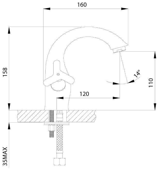 Смеситель для раковины (умывальника) Rossinka Silvermix RS40-61, вентильный фотография 1