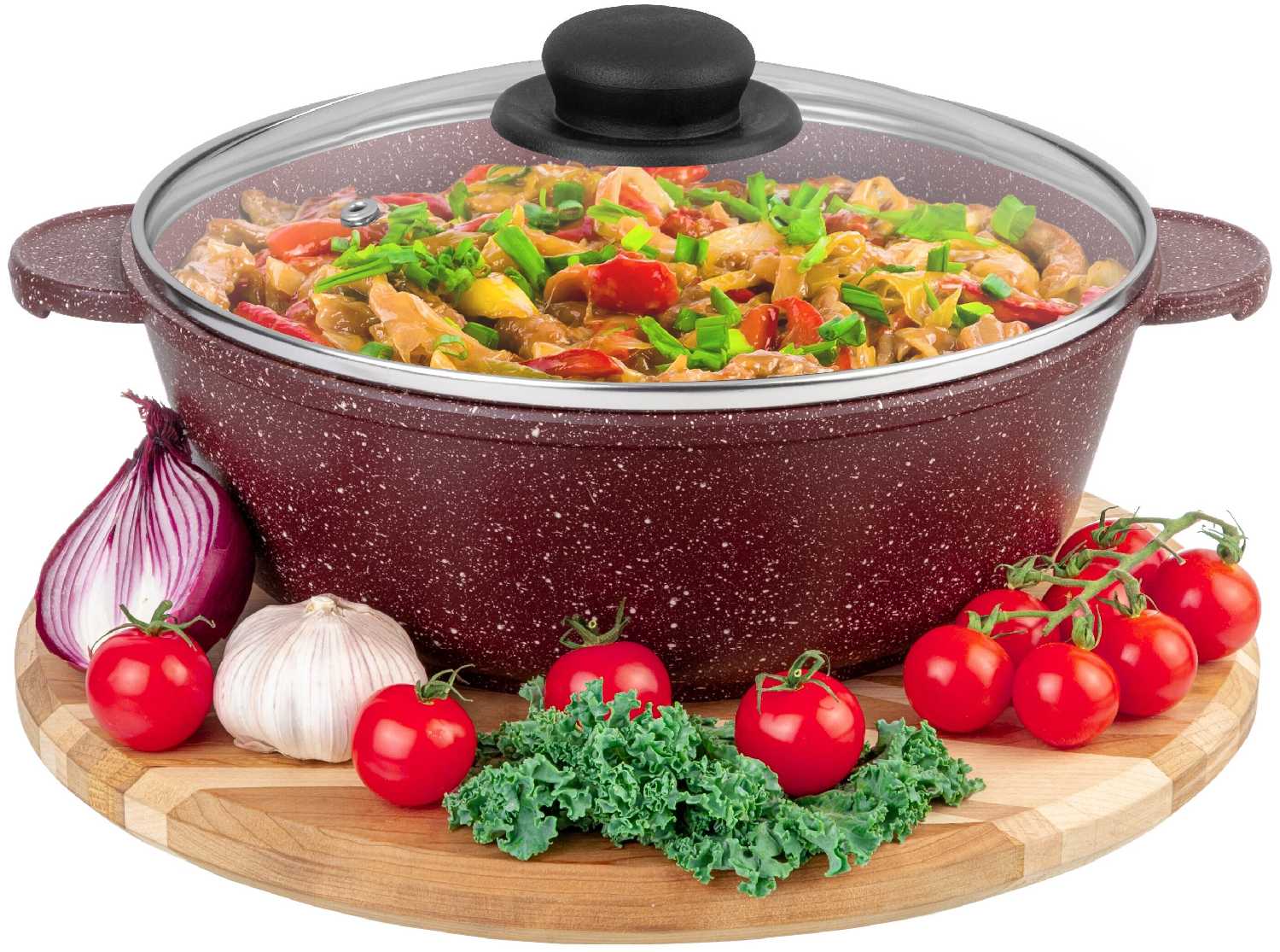 Жаровня-сотейник 3 л 24 см Elan Gallery гармония вкуса Рубин с крышкой D24