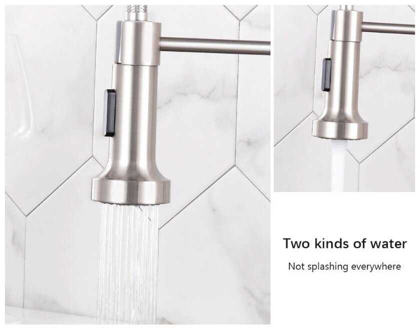 Смеситель для кухни (кухонной раковины) с гибким изливом Kasanye Kitchen Faucet 202 фотография 19