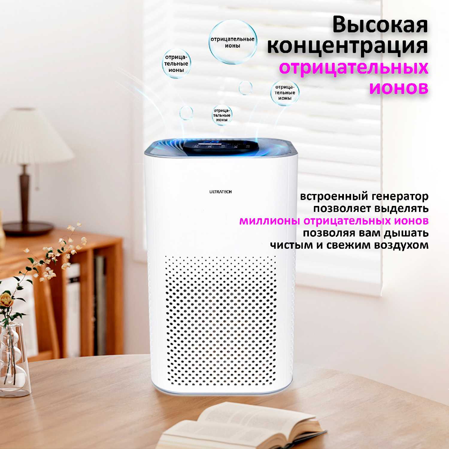 Очиститель воздуха ULTRATECH, ионизатор воздуха с поддержкой Wi-Fi фотография 1