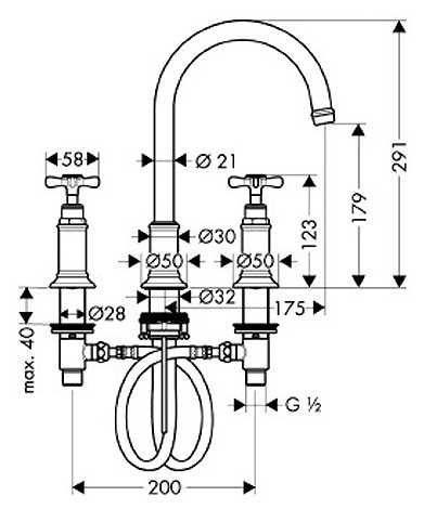 Смеситель для раковины (умывальника) AXOR Montreux 16513820, вентильный фотография 1