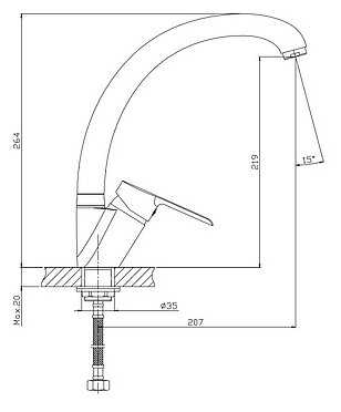 Смеситель для кухни (мойки) Orange Prim M42-002Cr, рычажный фотография 1