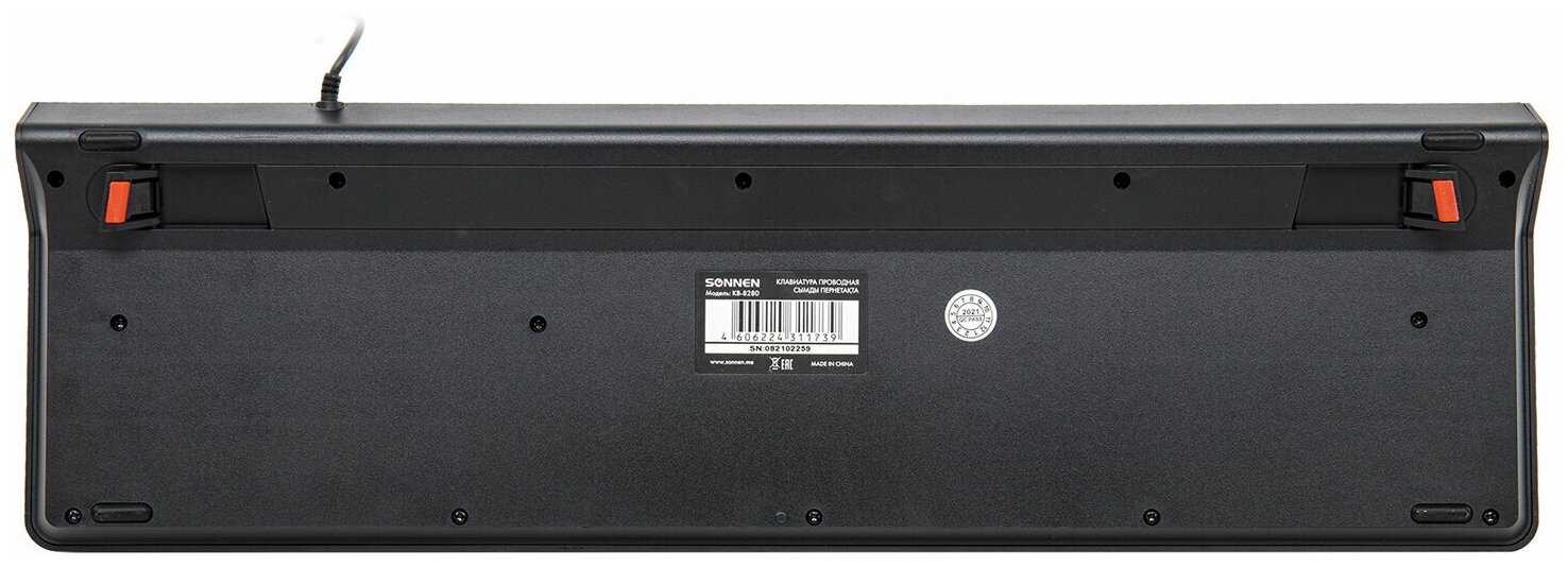 Клавиатура проводная для компьютера Sonnen Kb-8280, usb,104 плоские клавиши, черная фотография 8