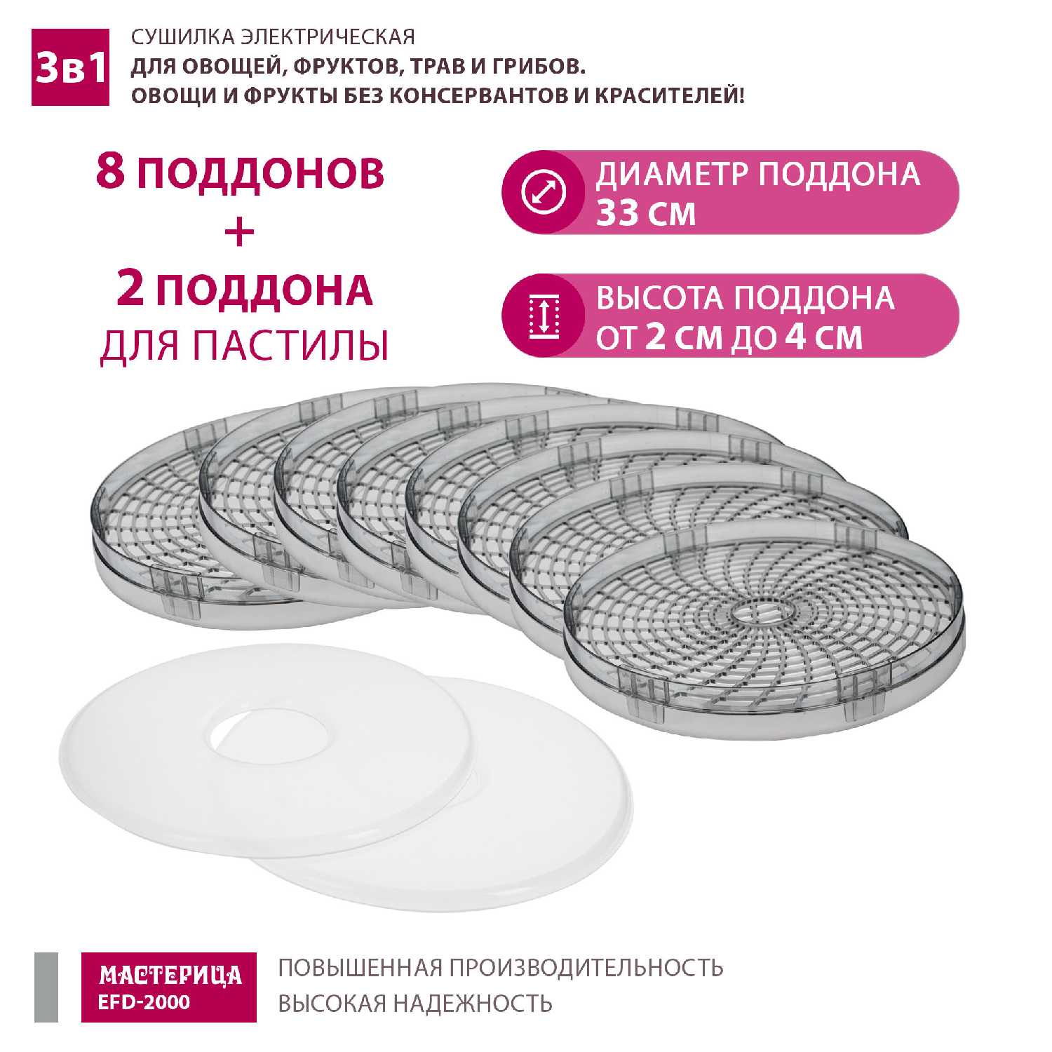 Сушилка для овощей Мастерица Сушилка для овощей 3в1 (EFD-2000) фотография 8