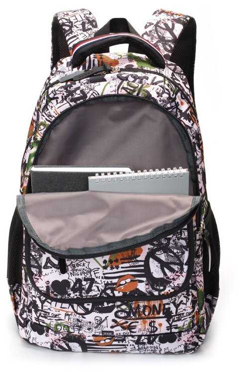 Рюкзак TORBER CLASS X, черно-белый с рисунком, полиэстер, 45 x 30 x 18 см TORBER MR-T2743-WHI-BLK фотография 3